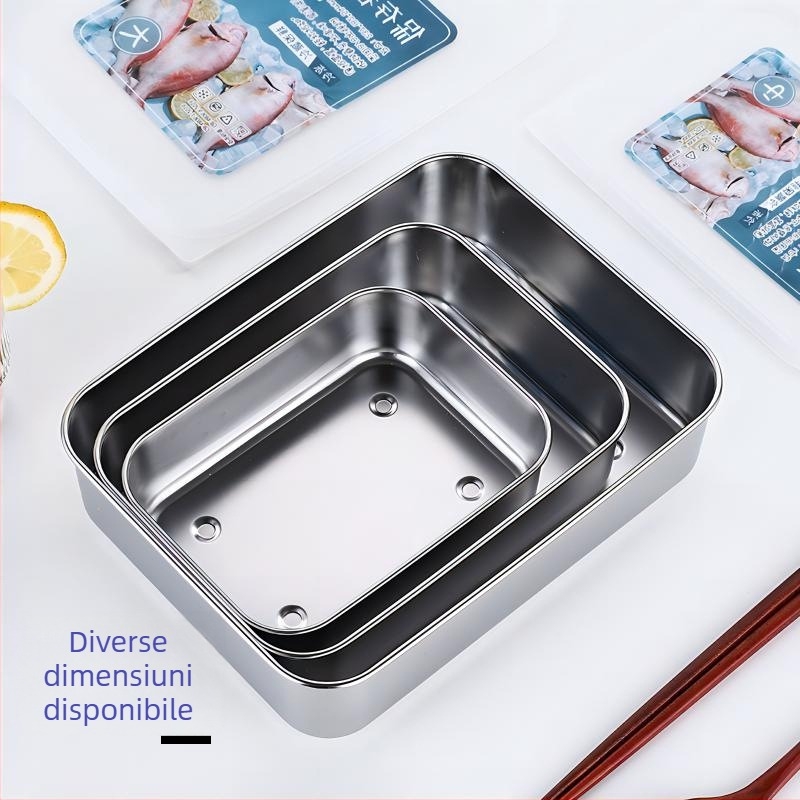 Cutie de depozitare a alimentelor din oțel inoxidabil 304, stil japonez, cu capac etanș, pentru frigider, păstrarea prospețimii și congelare