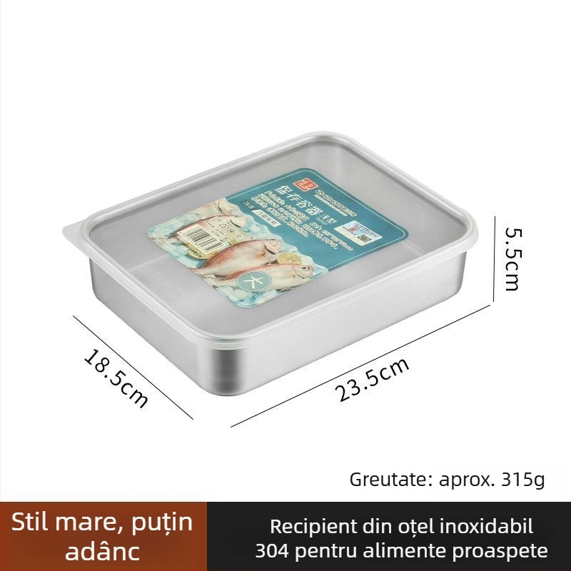Cutie de depozitare a alimentelor din oțel inoxidabil 304, stil japonez, cu capac etanș, pentru frigider, păstrarea prospețimii și congelare