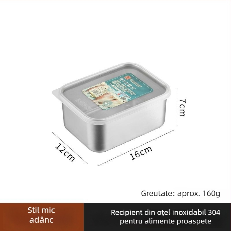 Cutie de depozitare a alimentelor din oțel inoxidabil 304, stil japonez, cu capac etanș, pentru frigider, păstrarea prospețimii și congelare