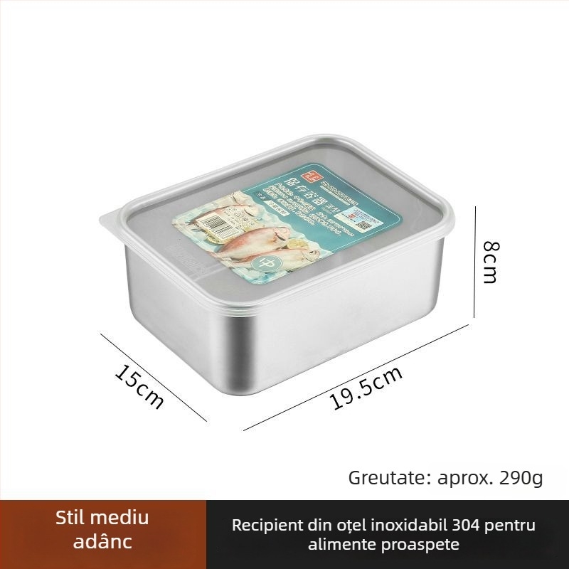 Cutie de depozitare a alimentelor din oțel inoxidabil 304, stil japonez, cu capac etanș, pentru frigider, păstrarea prospețimii și congelare