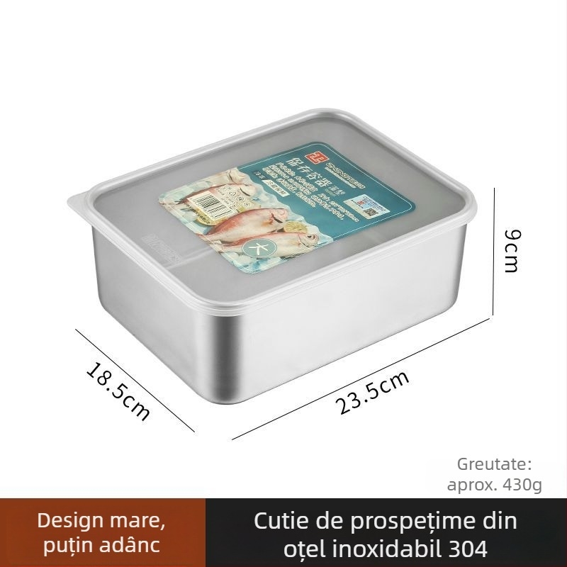 Cutie de depozitare a alimentelor din oțel inoxidabil 304, stil japonez, cu capac etanș, pentru frigider, păstrarea prospețimii și congelare