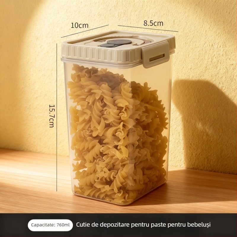 Cutie de depozitare pentru paste, cutie transparentă pătrată pentru bucătărie, sigilată