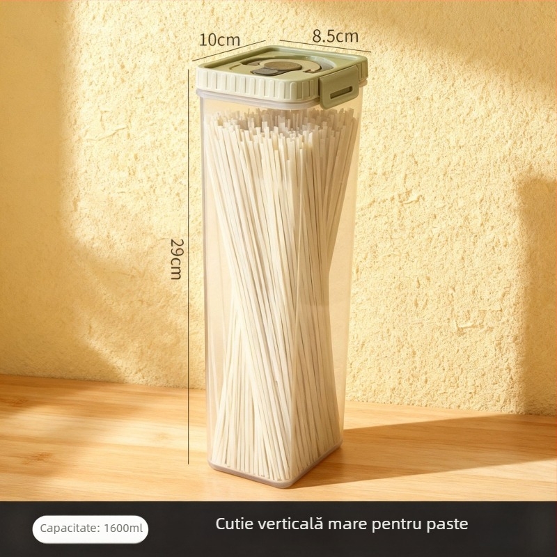 Cutie de depozitare pentru paste, cutie transparentă pătrată pentru bucătărie, sigilată