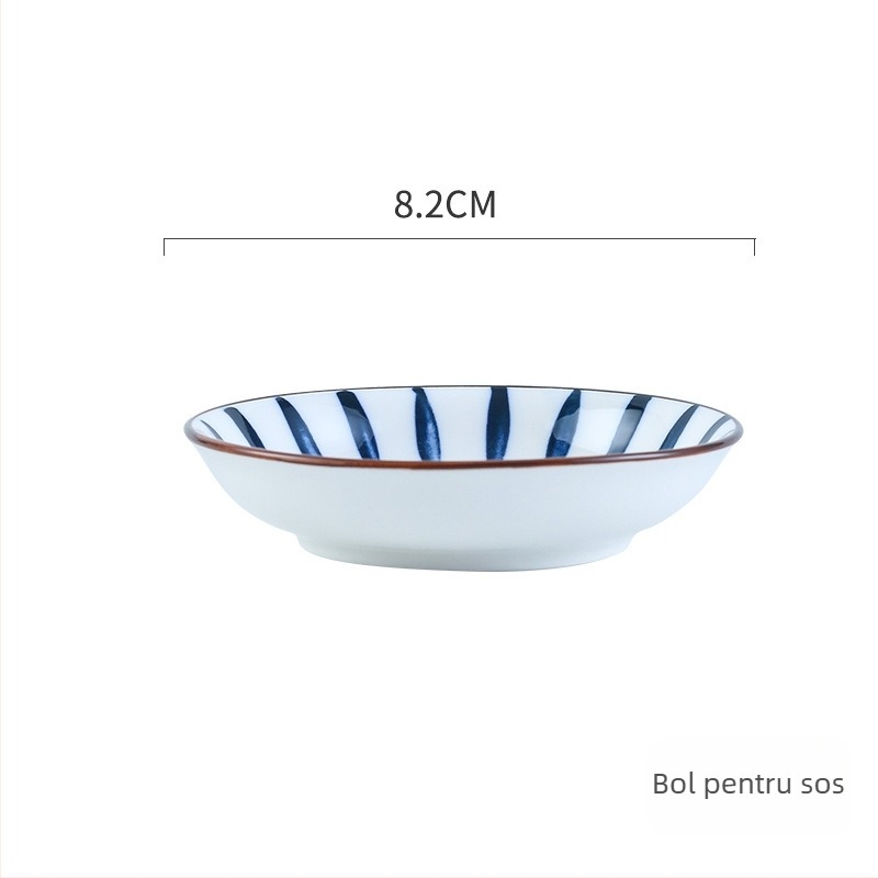 Set de veselă din porțelan în stil japonez: boluri pentru supă, boluri pentru tăiței și orez, farfurii