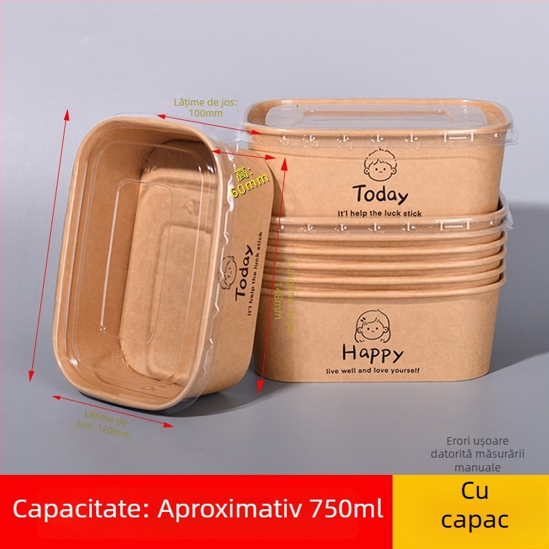 Bol din hârtie de unică folosință, izolat termic, cu motiv desen animat, compatibil cu microundele, 25 buc./pachet pentru livrări la pachet