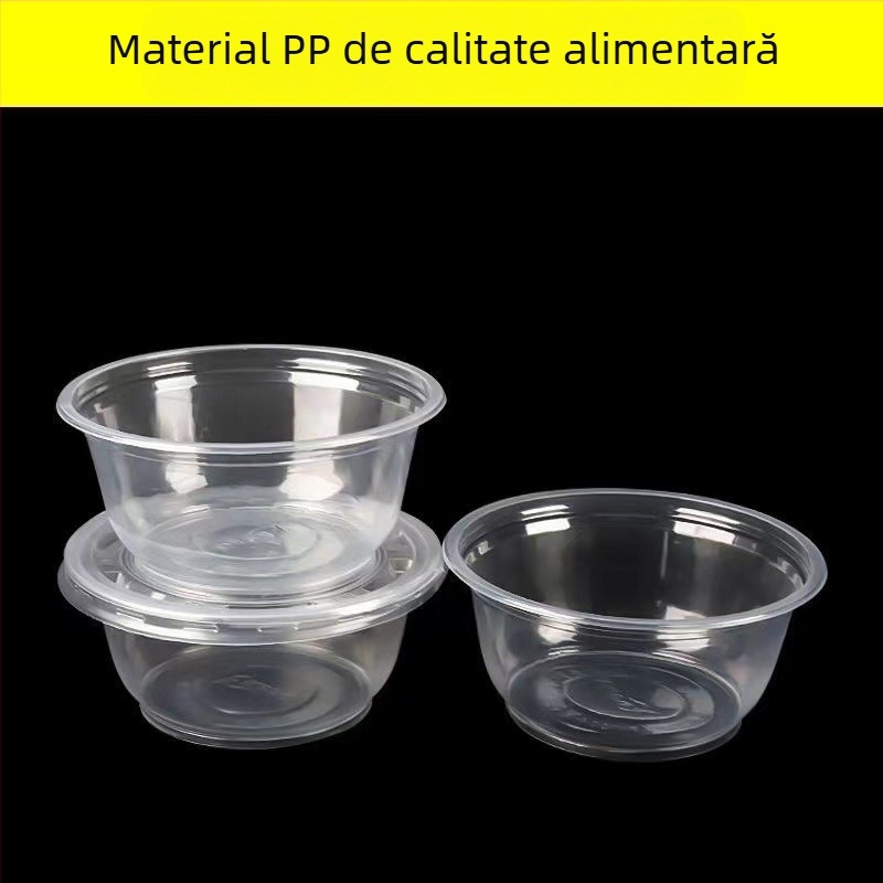 Set tacâmuri de unică folosință: boluri de supă, cutie pentru prânz, bețișoare, cutie rotundă din plastic pentru mâncare la pachet