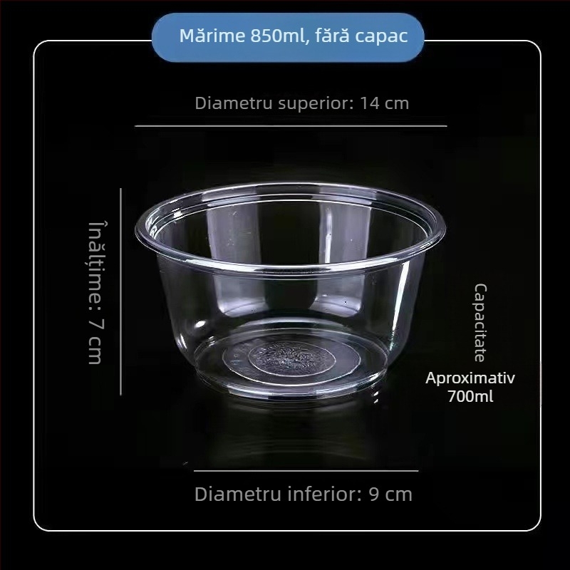 Set tacâmuri de unică folosință: boluri de supă, cutie pentru prânz, bețișoare, cutie rotundă din plastic pentru mâncare la pachet