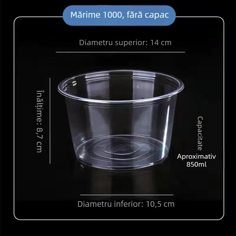 Set tacâmuri de unică folosință: boluri de supă, cutie pentru prânz, bețișoare, cutie rotundă din plastic pentru mâncare la pachet