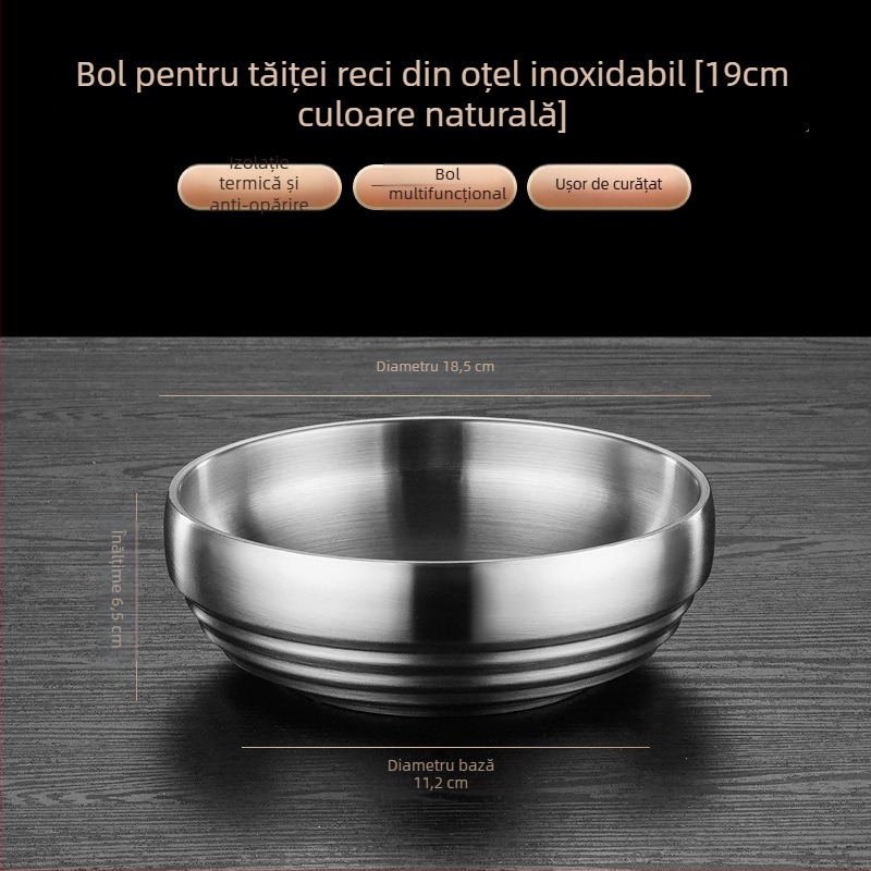 Bol de servire din oțel inoxidabil, capacitate mare, finisaj auriu, formă circulară, pentru uz casnic și în restaurante