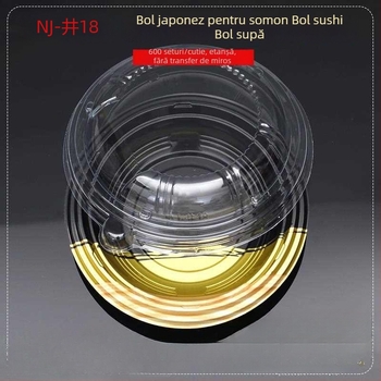 Borcane de unică folosință cu somon pentru sushi, cutie rotundă de prânz, pentru tăiței reci și supă, ambalaj pentru take-away, pachet de 50 buc