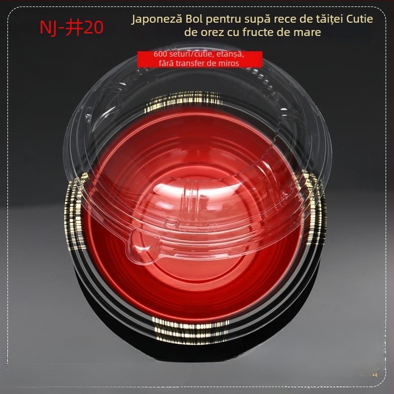 Borcane de unică folosință cu somon pentru sushi, cutie rotundă de prânz, pentru tăiței reci și supă, ambalaj pentru take-away, pachet de 50 buc
