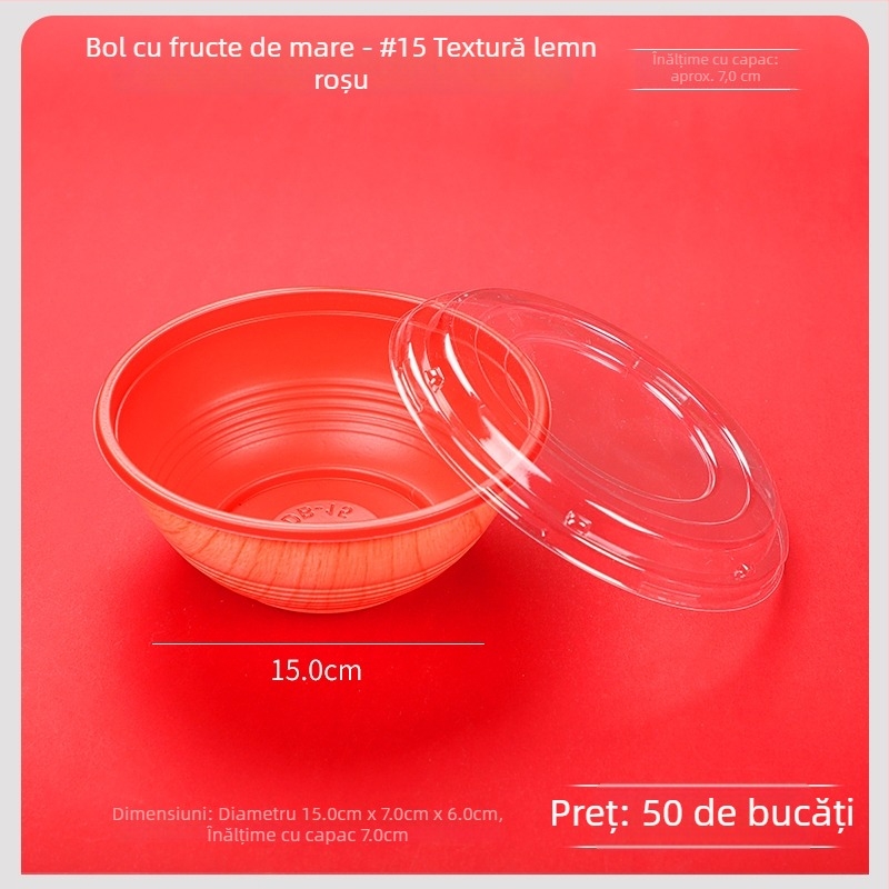 Borcane de unică folosință cu somon pentru sushi, cutie rotundă de prânz, pentru tăiței reci și supă, ambalaj pentru take-away, pachet de 50 buc