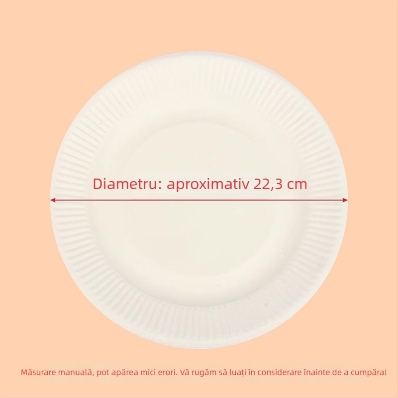 20 farfurii de hârtie albe, de unică folosință, pentru petreceri