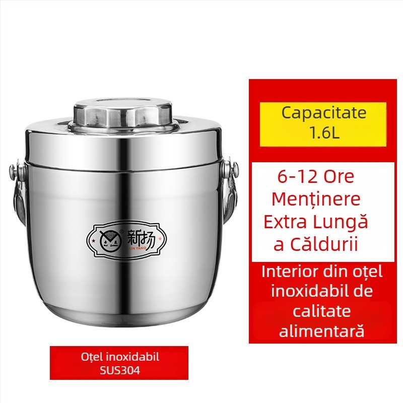 Cutie de prânz izolată din oțel inoxidabil 304 cu mâner, mare capacitate, pentru birou și elevi