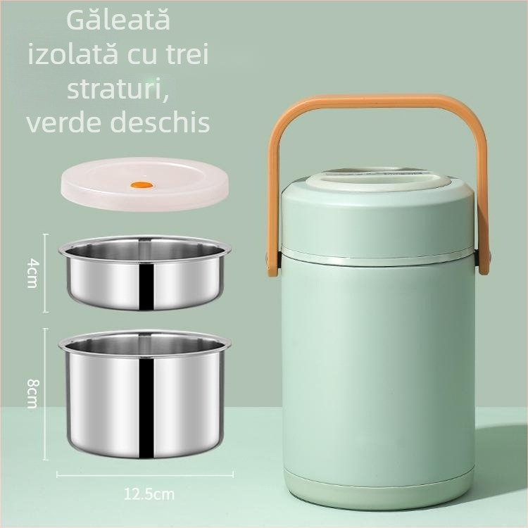 Cutie de prânz din oțel inoxidabil 304, izolată, portabilă, sigilată, cu mai multe straturi, pentru uz casnic, pentru adulți și studenți