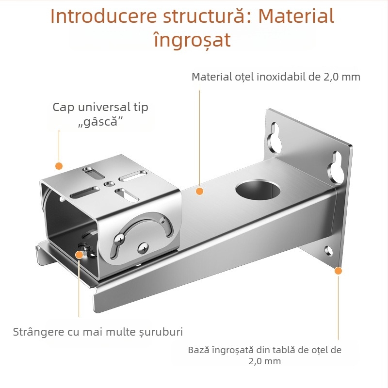 Cameră de supraveghere protejată împotriva exploziilor, bază din oțel inoxidabil 304, cap duckbill și suport tip clemă-gun pentru mină, cu braț gimbal