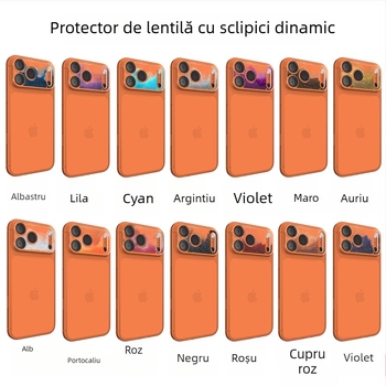 Film de protecție pentru obiectivul iPhone 17 Pro Max, cu luciu dinamic și bază din nisip lichid, protecție integrată a obiectivului