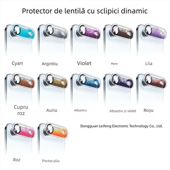 Film de protecție pentru obiectivul iPhone 17 Pro Max, cu luciu dinamic și bază din nisip lichid, protecție integrată a obiectivului