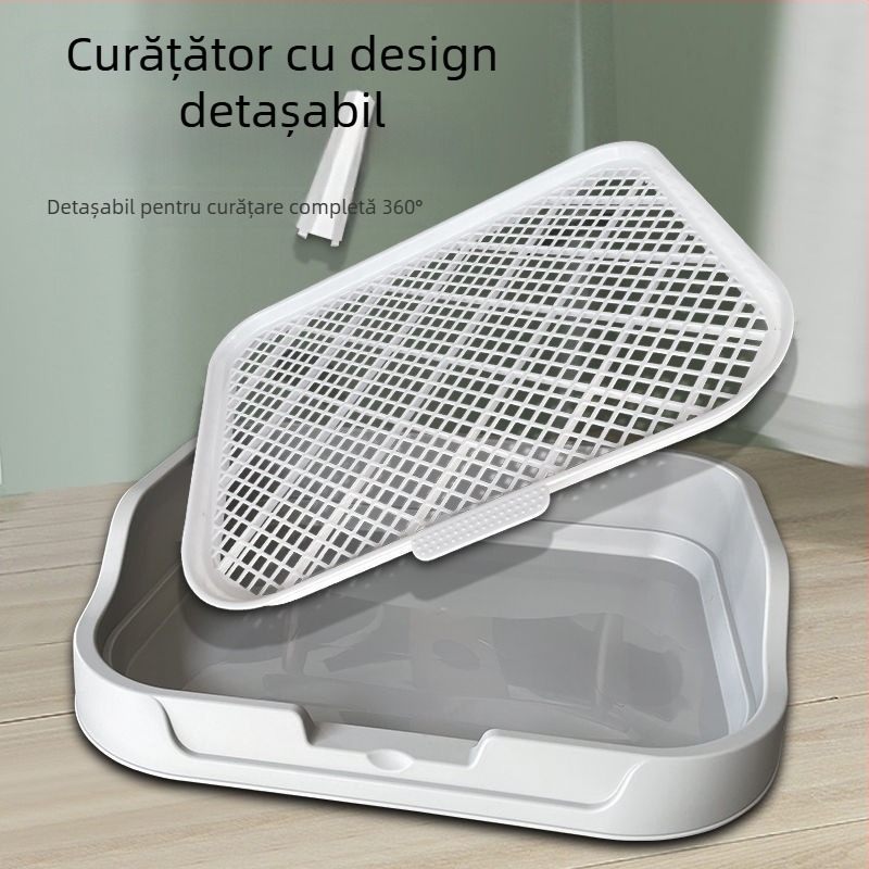Toaletă pentru câini de talie mică, Bichon Frise, tavă de urină și platou pentru eliminare