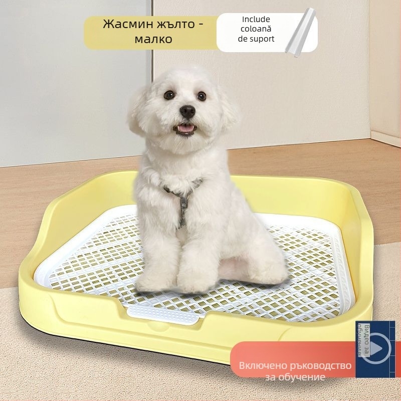 Toaletă pentru câini de talie mică, Bichon Frise, tavă de urină și platou pentru eliminare