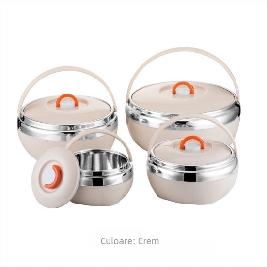 Set din oțel inoxidabil cu dublă izolație, mâner, 4 bucăți, set pentru prânz