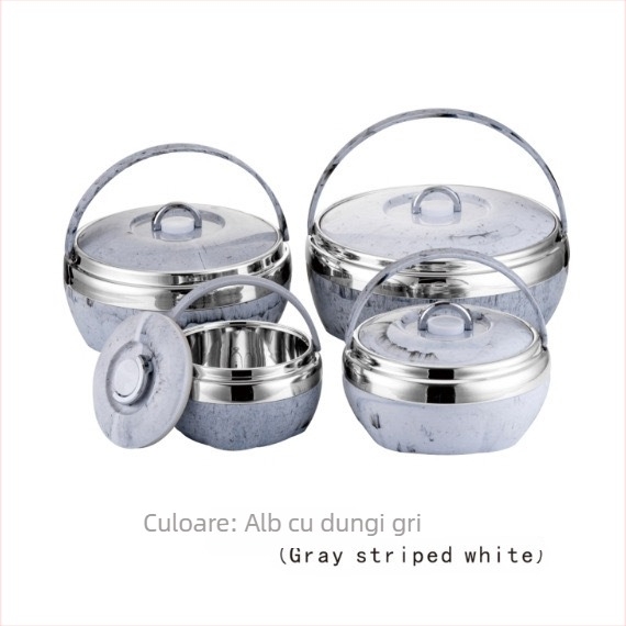 Set din oțel inoxidabil cu dublă izolație, mâner, 4 bucăți, set pentru prânz
