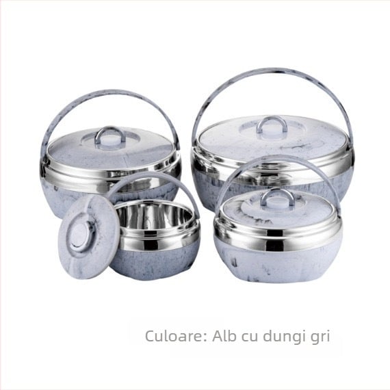 Set din oțel inoxidabil cu dublă izolație, mâner, 4 bucăți, set pentru prânz