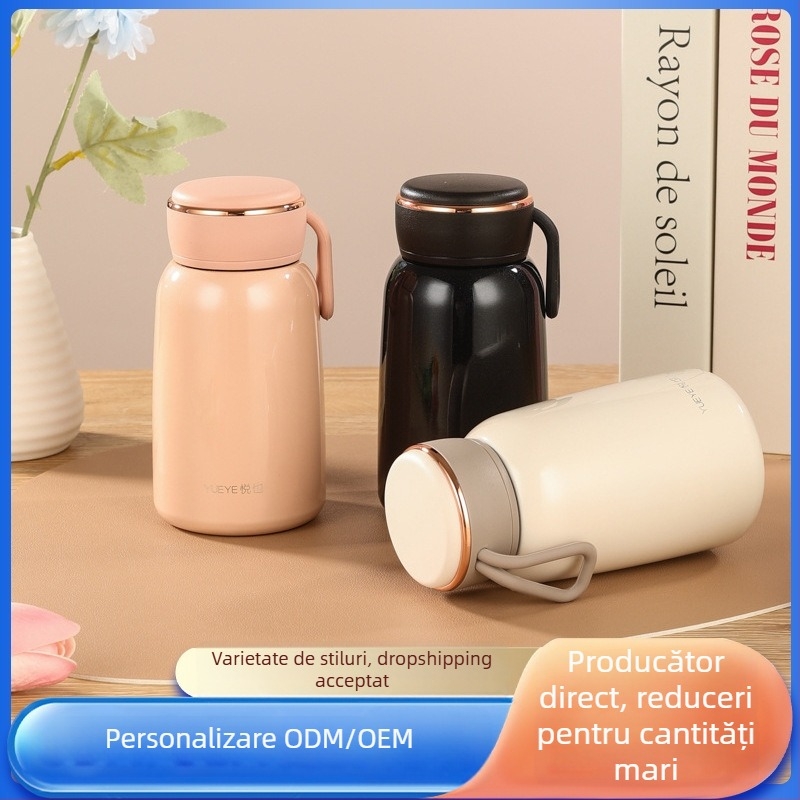 Cana termos mini din oțel inoxidabil 316, cu șnur de purtare – cană portabilă pentru drumeții în aer liber