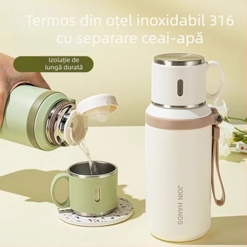 Cană termos de ceai-apă, din oțel inoxidabil 316, corp gros, capacitate mare, portabilă pentru casă, birou și călătorii