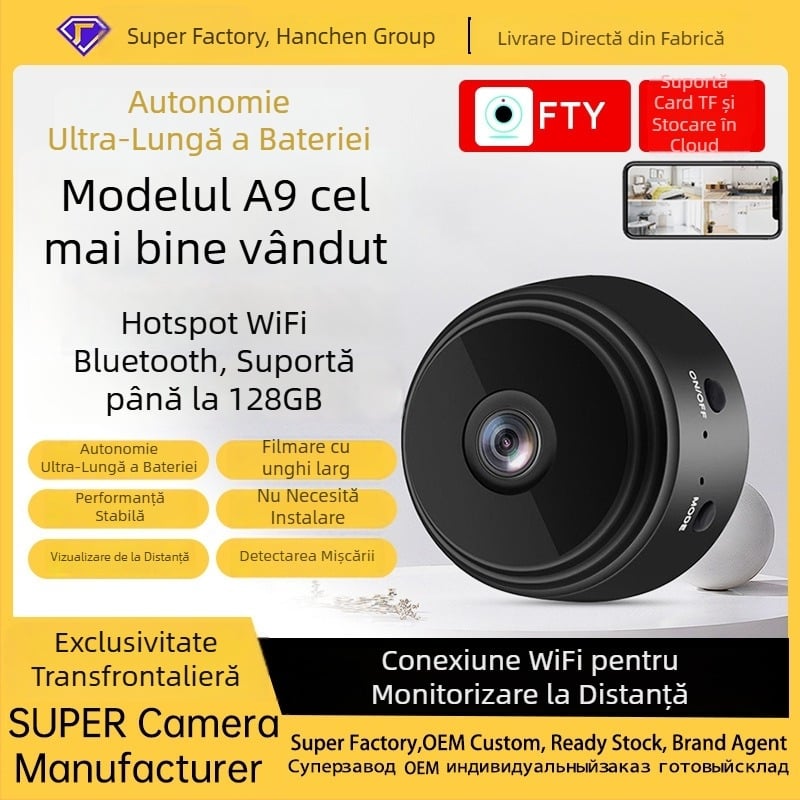 RSCAMTOM A9 Cameră HD Fără Fir cu Wi-Fi, Monitorizare la Distanță, 1080P Cameră de Rețea