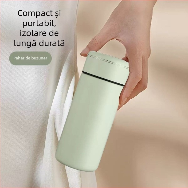 Termos mini portabil din oțel inoxidabil 316, culoare solidă, capac cu filet