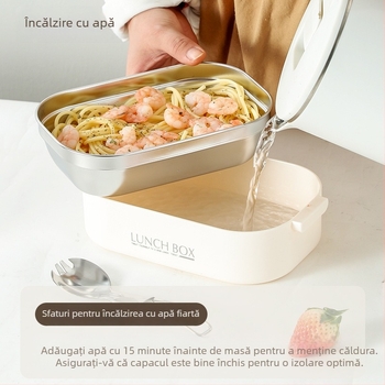 Cutie termoizolantă pentru prânz din oțel inoxidabil 304, cu mai multe straturi și compartimente, compatibilă cu cuptorul cu microunde, portabilă, pentru elevi și angajați