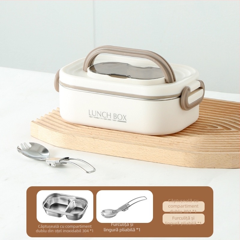 Cutie termoizolantă pentru prânz din oțel inoxidabil 304, cu mai multe straturi și compartimente, compatibilă cu cuptorul cu microunde, portabilă, pentru elevi și angajați
