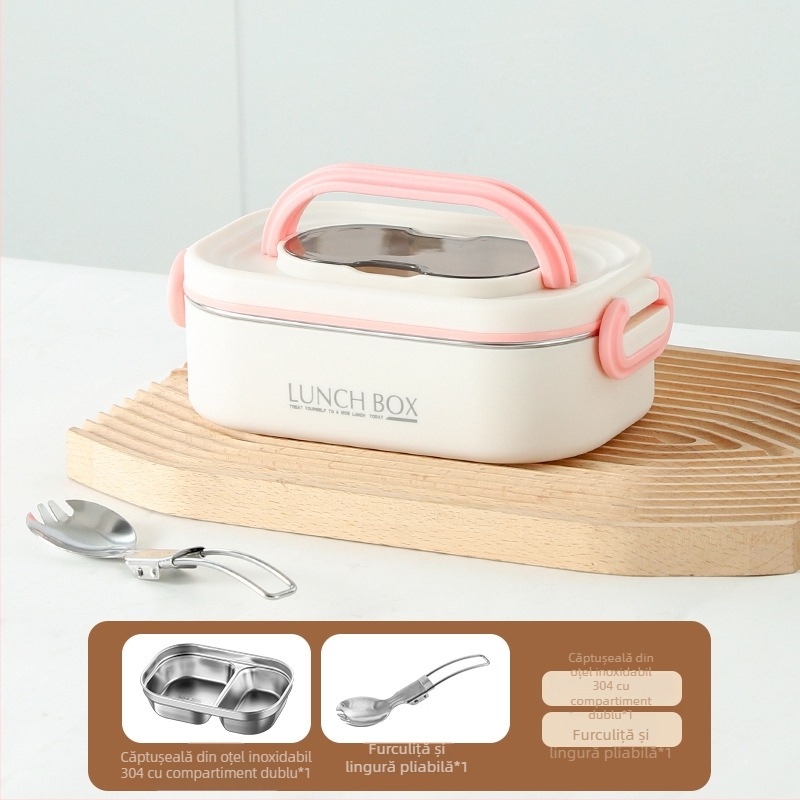 Cutie termoizolantă pentru prânz din oțel inoxidabil 304, cu mai multe straturi și compartimente, compatibilă cu cuptorul cu microunde, portabilă, pentru elevi și angajați