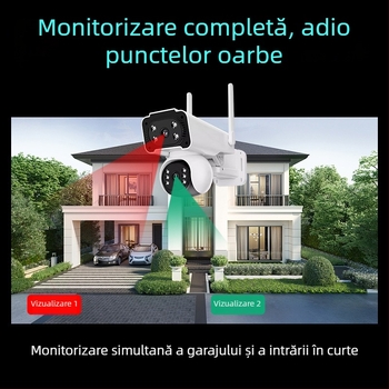 Cameră IP externă pentru monitorizarea casei, 4G, vizualizare 360° cu vedere de noapte, HD