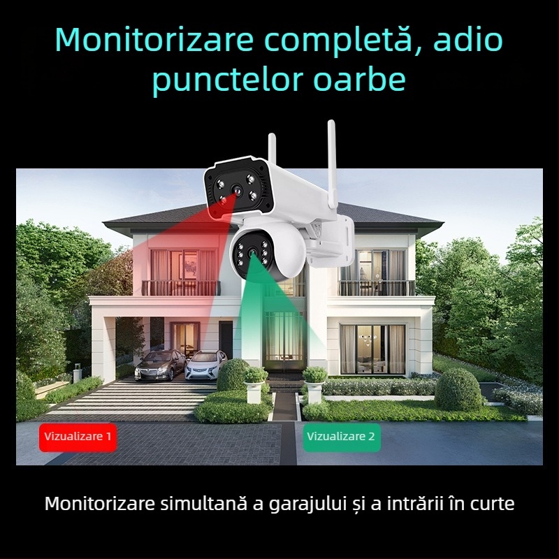 Cameră IP externă pentru monitorizarea casei, 4G, vizualizare 360° cu vedere de noapte, HD