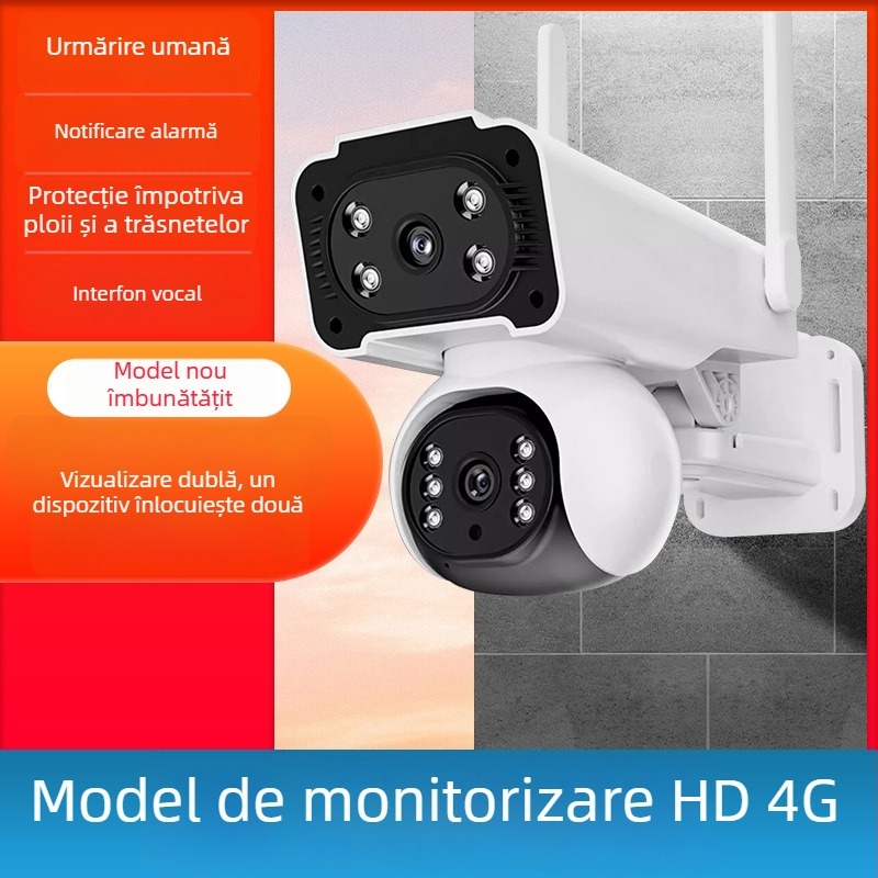 Cameră IP externă pentru monitorizarea casei, 4G, vizualizare 360° cu vedere de noapte, HD