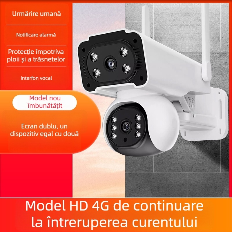 Cameră IP externă pentru monitorizarea casei, 4G, vizualizare 360° cu vedere de noapte, HD