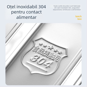 Cutie pentru prânz din oțel inoxidabil 304, capacitate mare, două compartimente, pentru angajați și studenți, portabilă