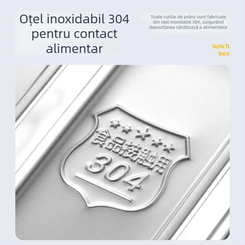 Cutie pentru prânz din oțel inoxidabil 304, capacitate mare, două compartimente, pentru angajați și studenți, portabilă