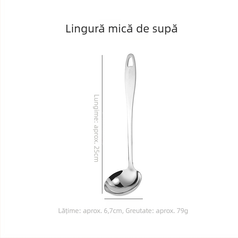 Set de linguri de supă din oțel inoxidabil, cu mâner lung: lingură de supă și lingură cu găuri