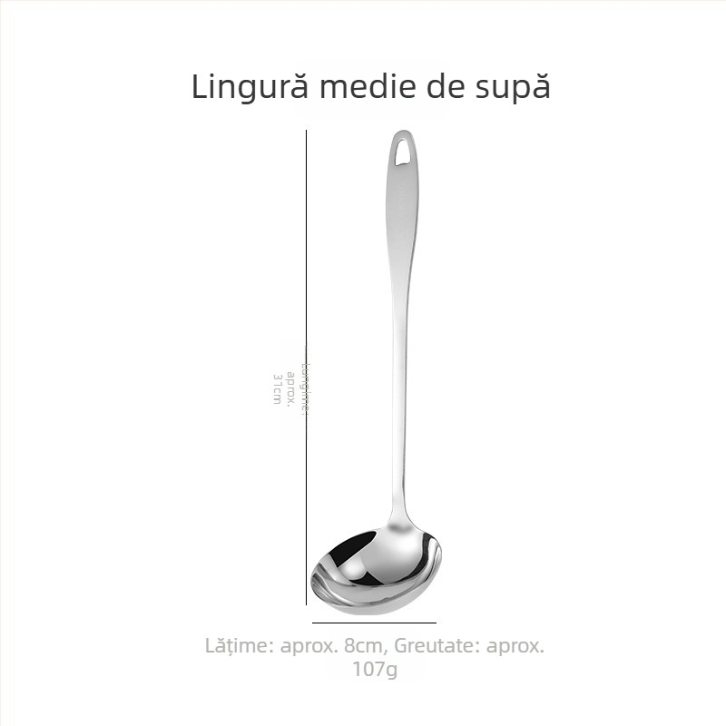 Set de linguri de supă din oțel inoxidabil, cu mâner lung: lingură de supă și lingură cu găuri