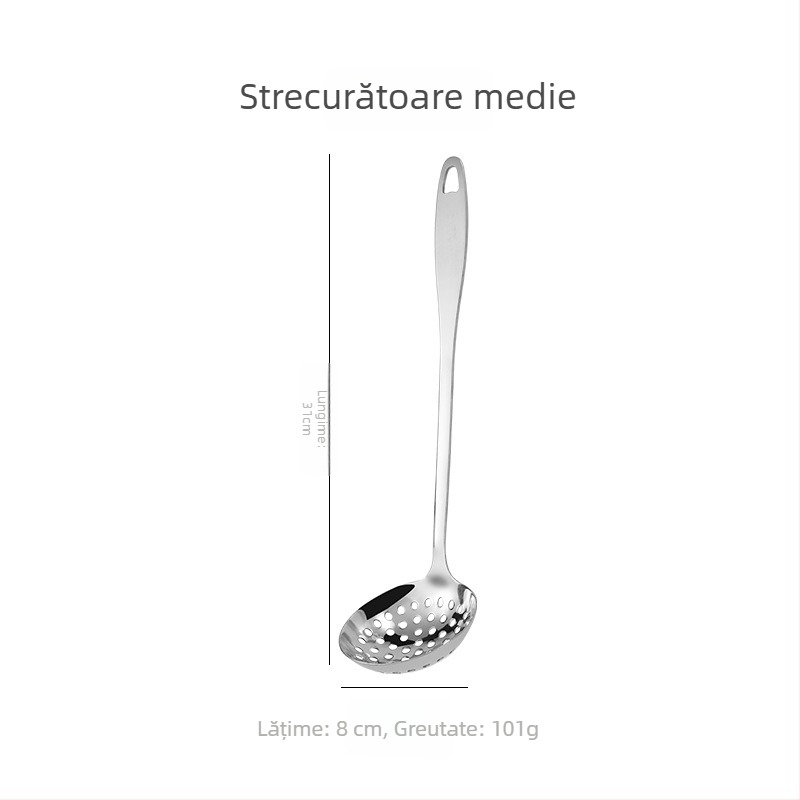 Set de linguri de supă din oțel inoxidabil, cu mâner lung: lingură de supă și lingură cu găuri