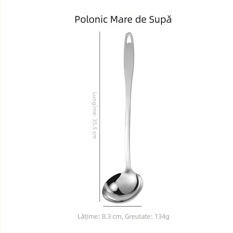 Set de linguri de supă din oțel inoxidabil, cu mâner lung: lingură de supă și lingură cu găuri