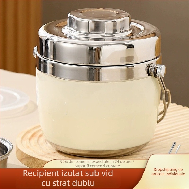 Cutie de prânz din oțel inoxidabil 304, izolație cu vid, dublă, capacitate mare, portabil