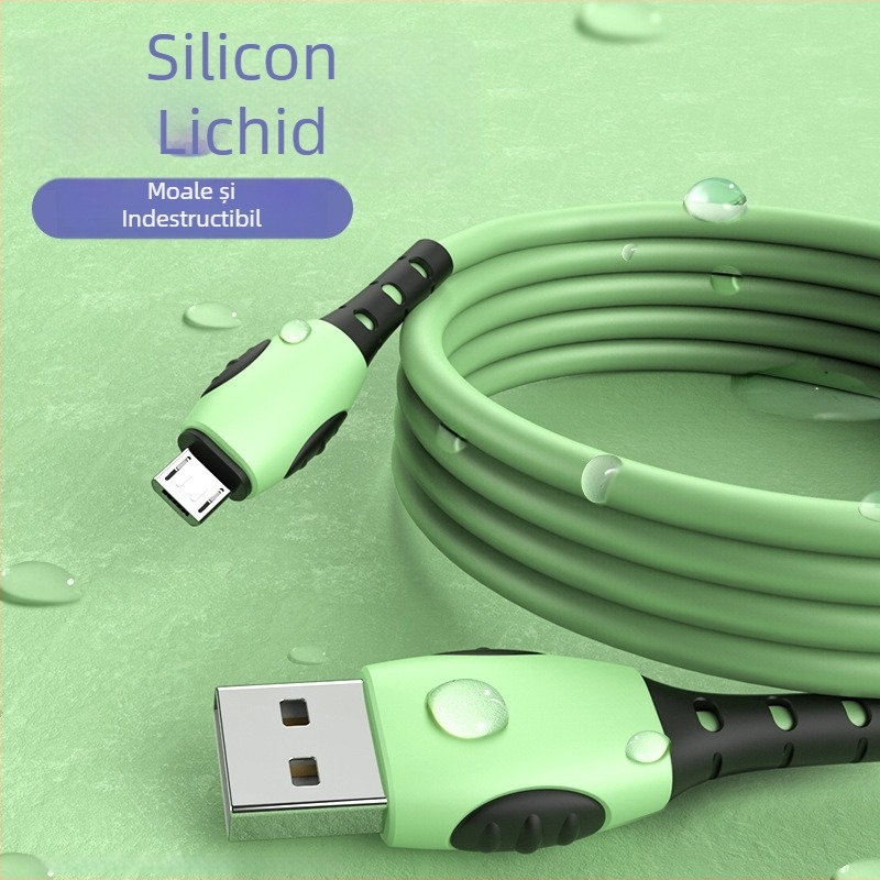 Cablu de încărcare din silicon lichid cu conectori Lightning, USB-C și Micro USB pentru încărcare rapidă
