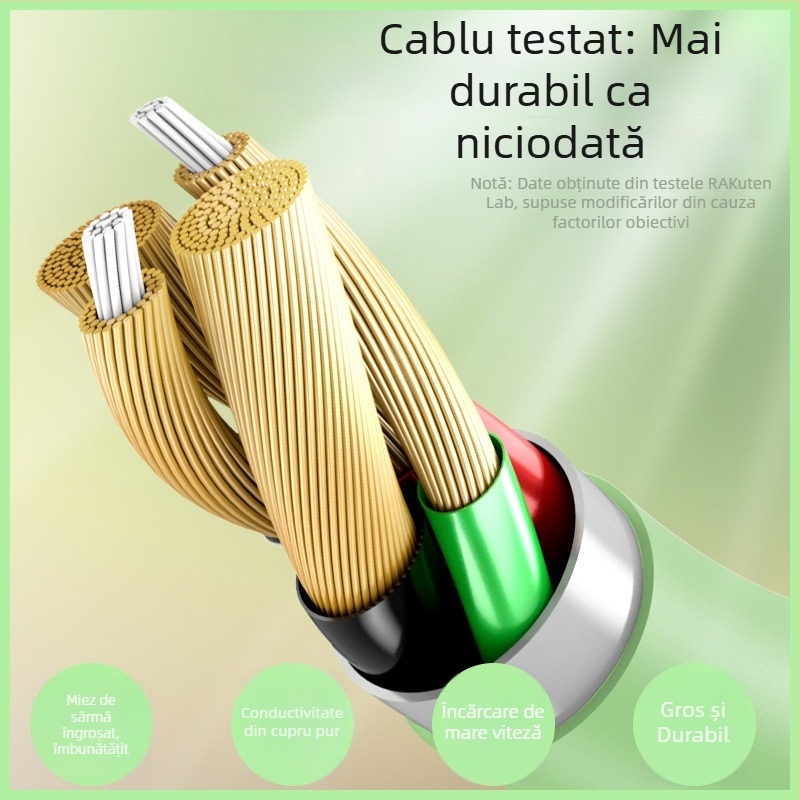 Cablu de încărcare din silicon lichid cu conectori Lightning, USB-C și Micro USB pentru încărcare rapidă