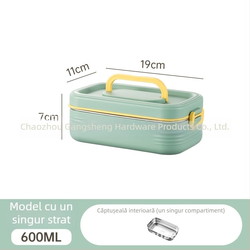 Cutie de prânz din oțel inoxidabil 304, cu compartimente separate, izolație, portabilă, design multistrat pentru studenți și angajați