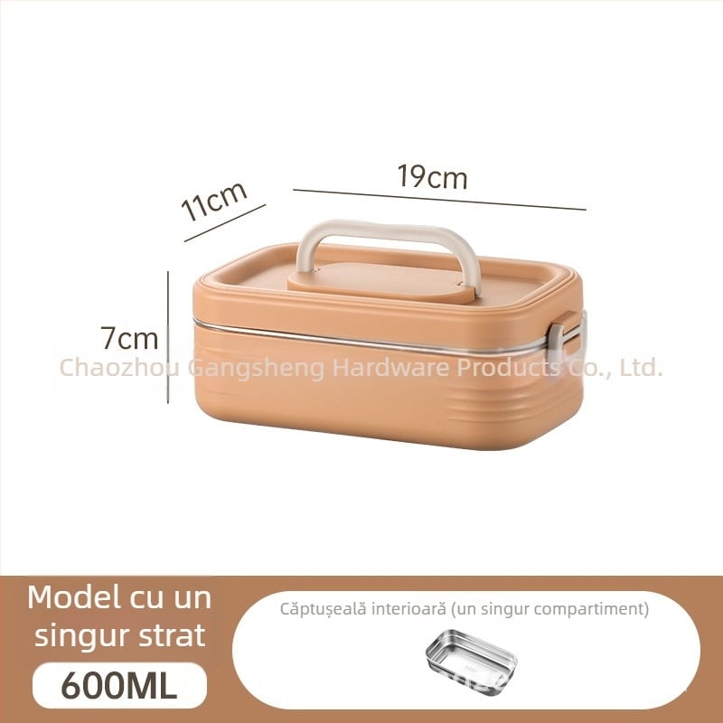 Cutie de prânz din oțel inoxidabil 304, cu compartimente separate, izolație, portabilă, design multistrat pentru studenți și angajați