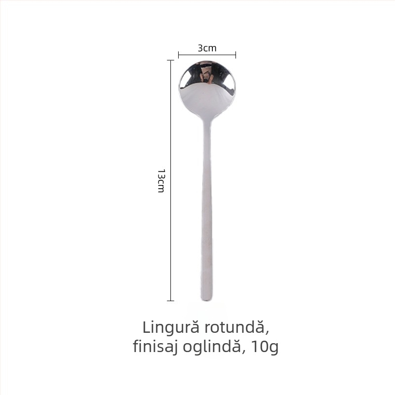 Lingură de cafea din oțel inoxidabil 304, cu mâner lung, linguriță mică rotundă, mini linguriță aurie pentru desert și amestecare lapte-ceai